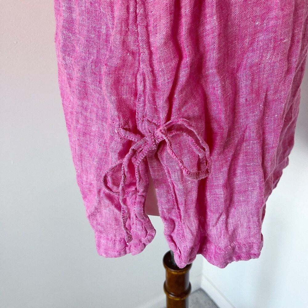 Isaac Mizrahi Linen Top Shirt Blouse 3/4 Sleeve Tie Side Tunic Pink M Medium - Picture 8 of 16